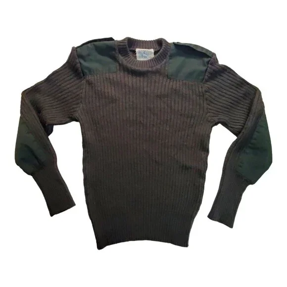 Military Sweater Men's 42 Green 100% Wool Pullover Commando Vintage Long Sleeve - Picture 1 of 15